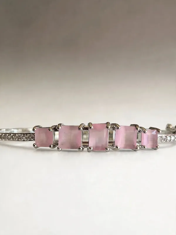 Zivara_Ad_Pink_Square_Stone_Microplated_Openable_Bracelet_Cuff