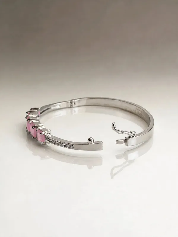 Zivara_Ad_Pink_Square_Stone_Microplated_Openable_Bracelet_Cuff