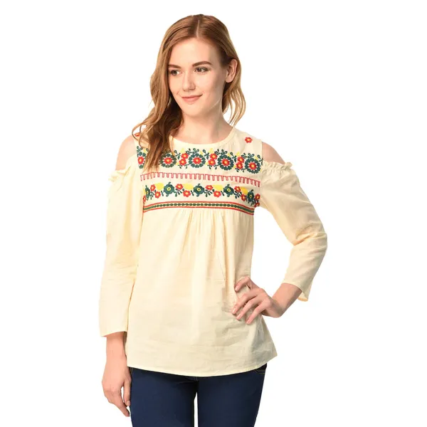 Ivory_Cotton_Embroidered_Cold_Shoulder_Top_For_Women
