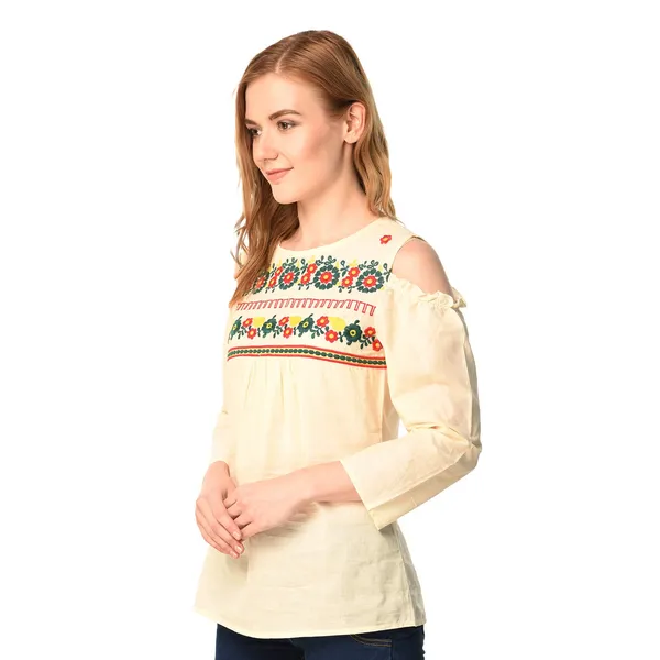Ivory_Cotton_Embroidered_Cold_Shoulder_Top_For_Women