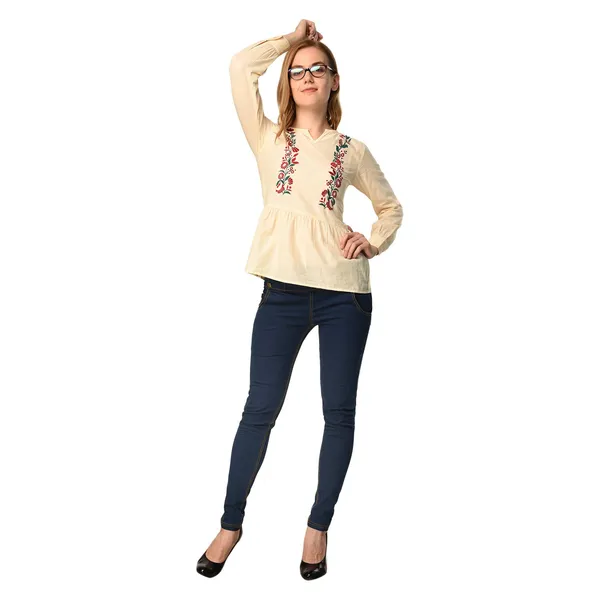 Ivory_Cotton_Embroidered_Peplum_Top_For_Women