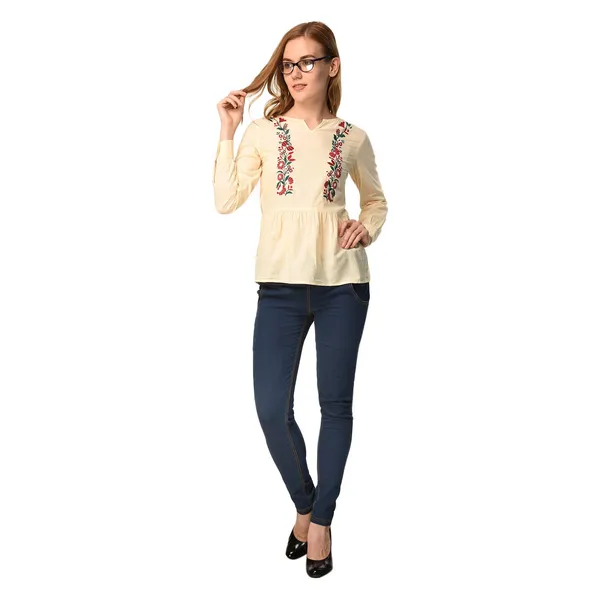 Ivory_Cotton_Embroidered_Peplum_Top_For_Women