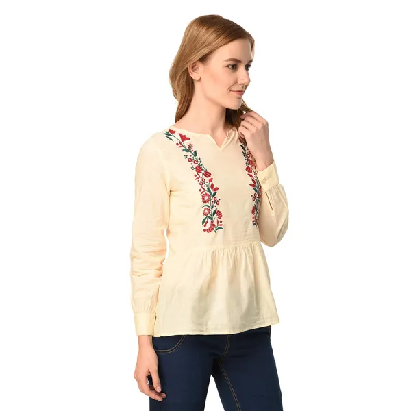 Ivory_Cotton_Embroidered_Peplum_Top_For_Women