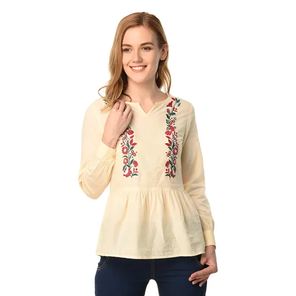 Ivory_Cotton_Embroidered_Peplum_Top_For_Women