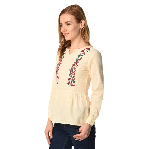 Ivory_Cotton_Embroidered_Peplum_Top_For_Women