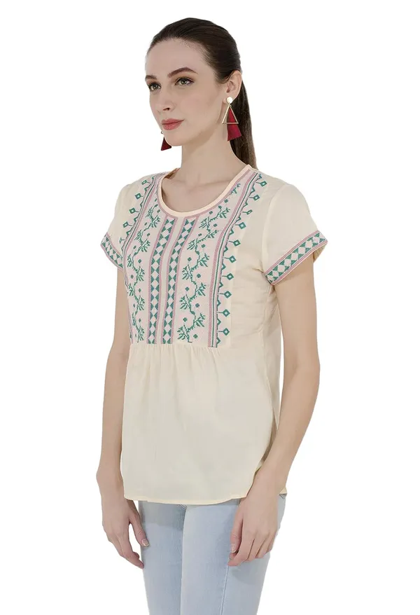 Ivory_Cotton_Embroidered_Half_Sleeve_Peplum_Top_For_Women