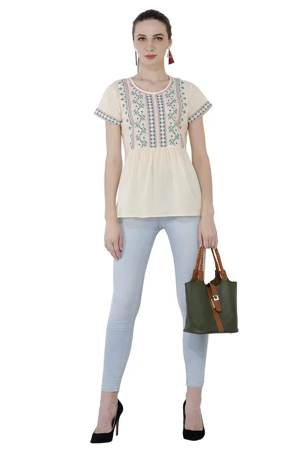 Ivory_Cotton_Embroidered_Half_Sleeve_Peplum_Top_For_Women