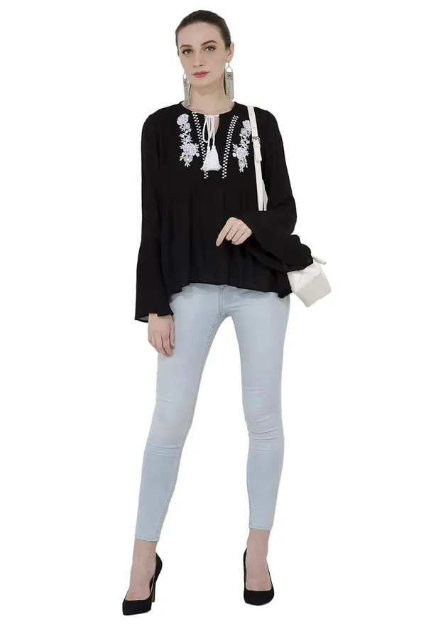 Black_Rayon_Embroidered_Long_Sleeve_Top_For_Women