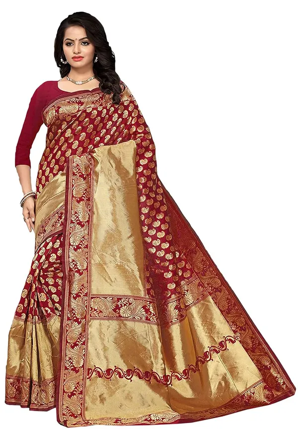 Maroon_Banarasi_Silk_Handloom_Saree_For_Women