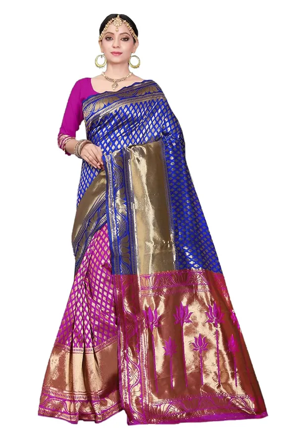 Magenta_Handloom_Silk_Contrast_Pallu_Saree_For_Women