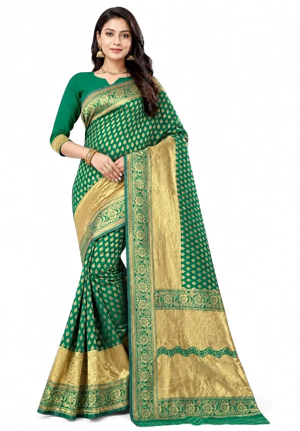 Green_Handloom_Silk_Zari_Work_Saree_For_Women