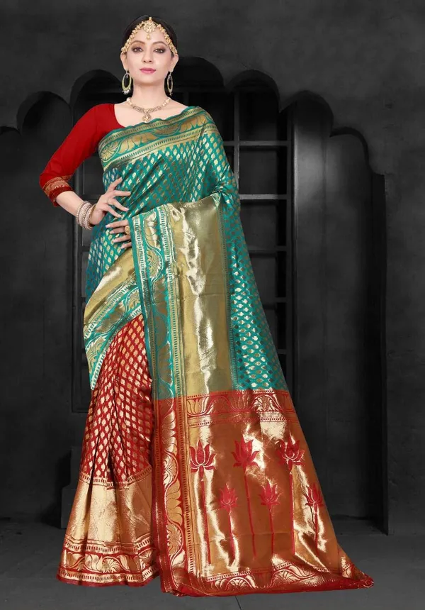 Cherry_Handloom_Silk_Contrast_Pallu_Saree_For_Women