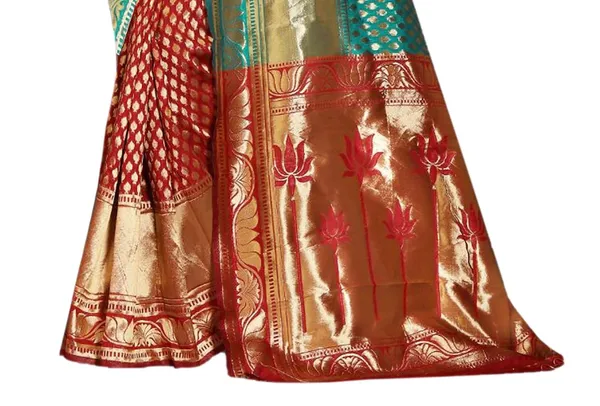 Cherry_Handloom_Silk_Contrast_Pallu_Saree_For_Women