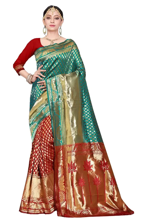 Cherry_Handloom_Silk_Contrast_Pallu_Saree_For_Women