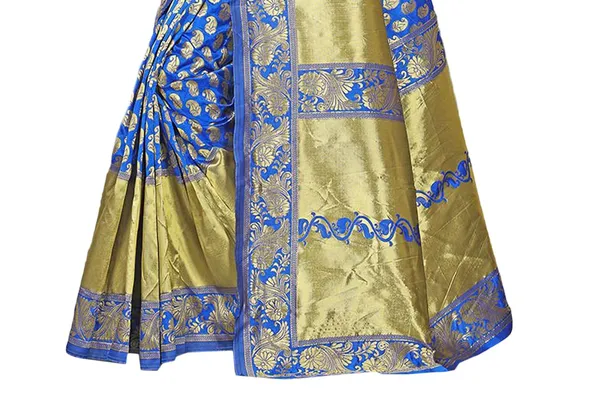 Blue_Banarasi_Silk_Handloom_Saree_With_Blouse_Piece_For_Women