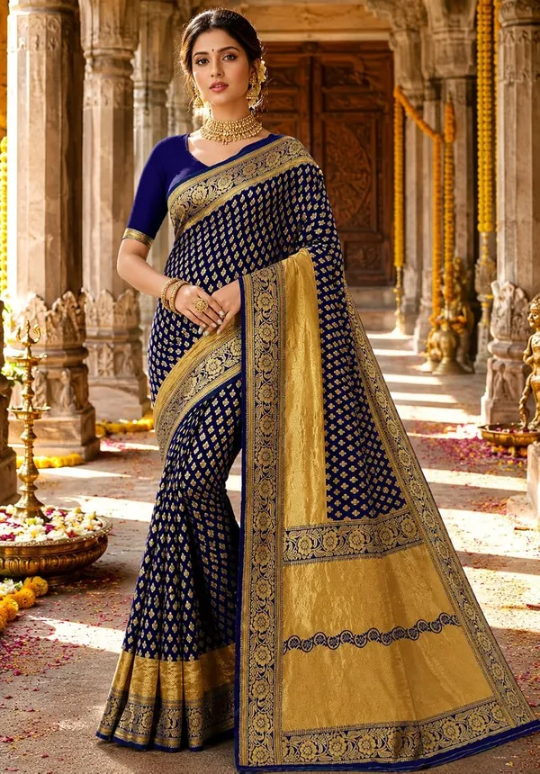 Blue_Handloom_Silk_Woven_Saree_For_Women