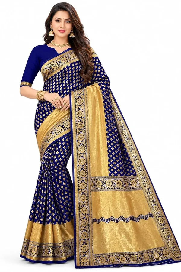 Blue_Handloom_Silk_Woven_Saree_For_Women