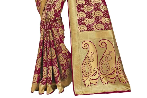 Maroon_Banarasi_Silk_Saree_With_Blouse_Piece_For_Women