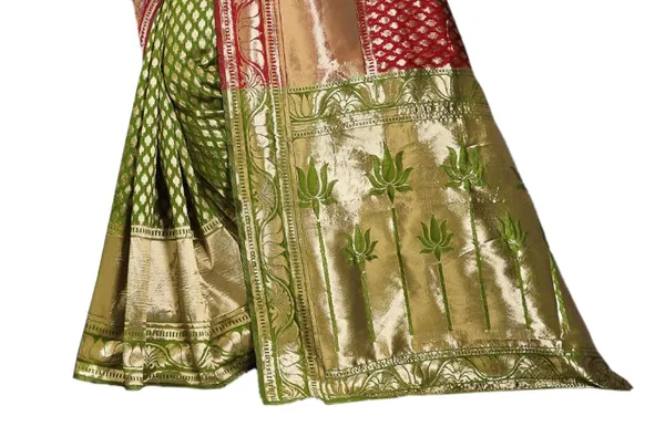 Mehandi_Handloom_Silk_Zari_Work_Saree_For_Women