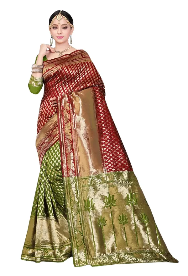 Mehandi_Handloom_Silk_Zari_Work_Saree_For_Women