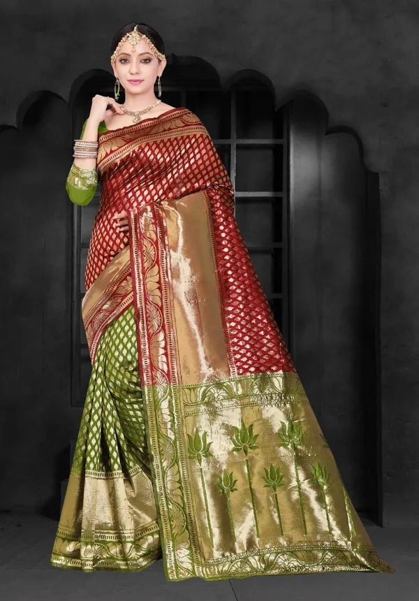 Mehandi_Handloom_Silk_Zari_Work_Saree_For_Women