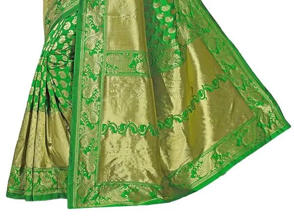 Green_Banarasi_Silk_Handloom_Saree_With_Blouse_Piece_For_Women
