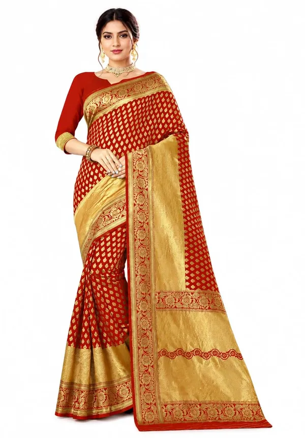 Red_Handloom_Silk_Zari_Work_Saree_For_Women