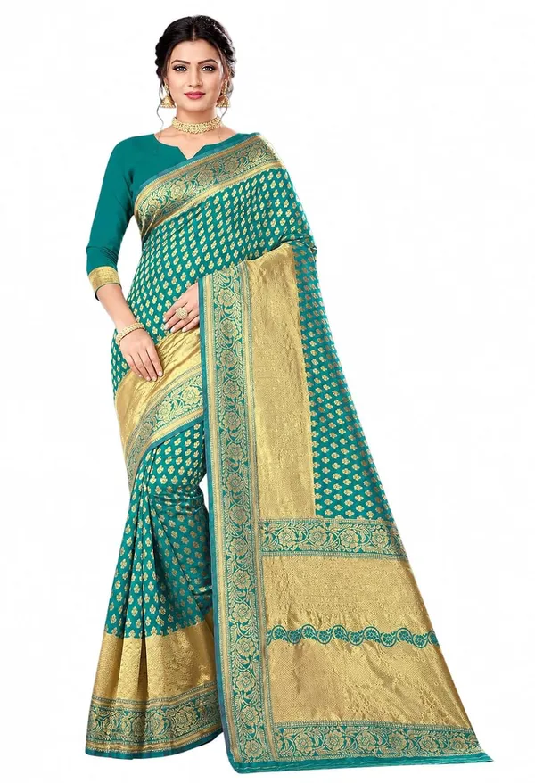 Teal_Handloom_Silk_Zari_Work_Saree_For_Women