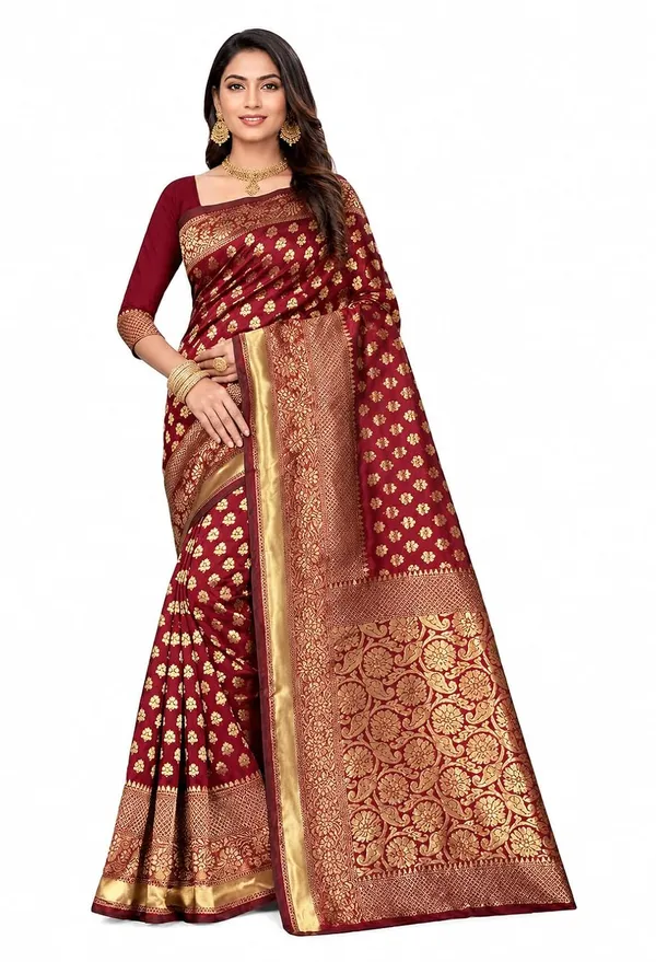 Maroon_Handloom_Silk_Saree_For_Women