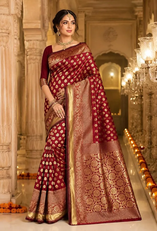 Maroon_Handloom_Silk_Saree_For_Women