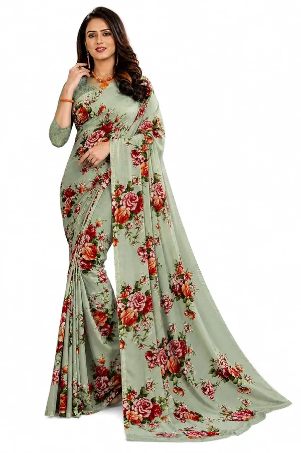 Pista_Georgette_Floral_Print_Saree_For_Women