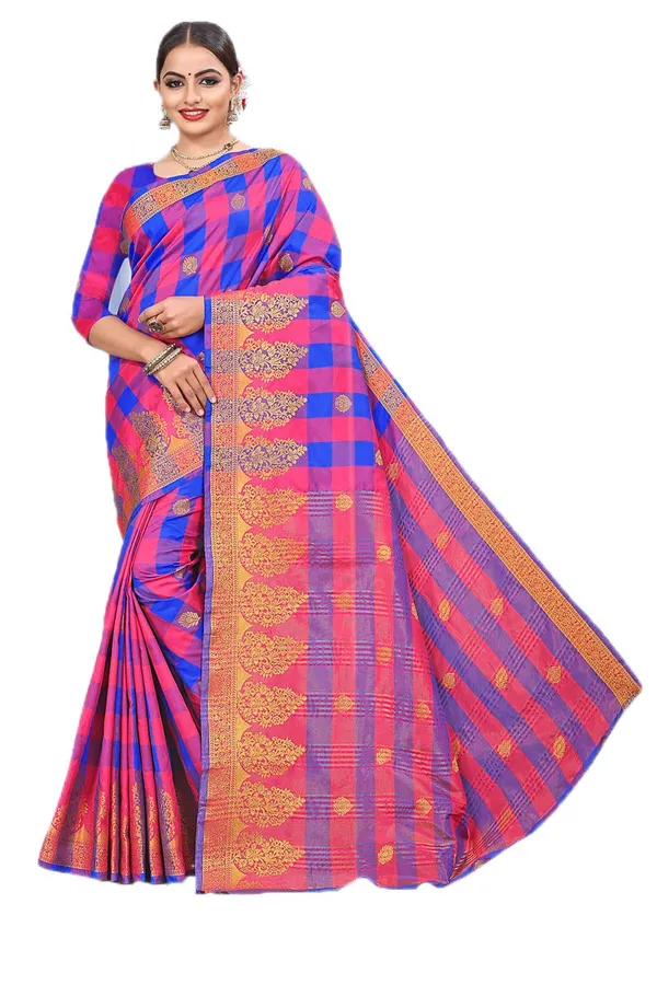 Pink_Cotton_Silk_Zari_Jacquard_Saree_With_Blouse_For_Women