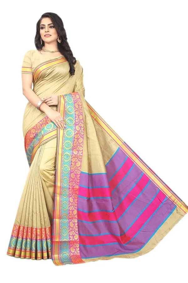 Beige_Cotton_Silk_Saree_With_Blouse_Piece_For_Women