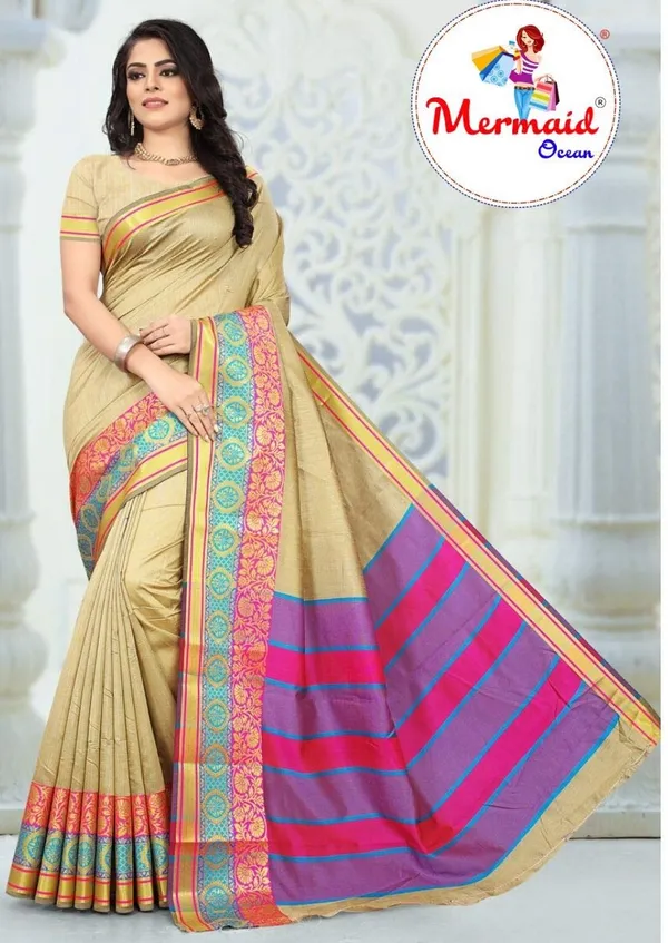 Beige_Cotton_Silk_Saree_With_Blouse_Piece_For_Women
