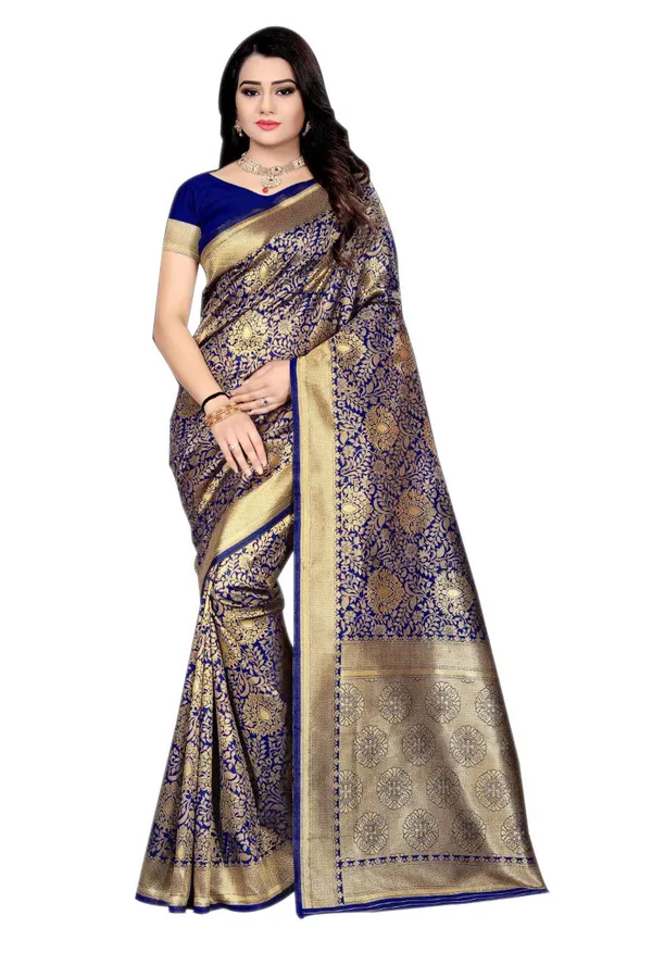 Dark_Blue_Handloom_Silk_Zari_Work_Saree_For_Women