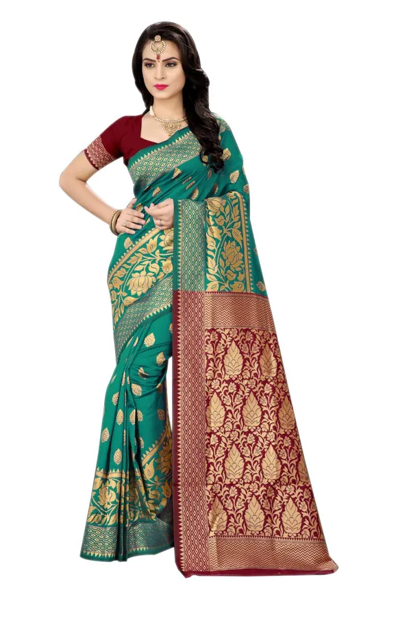 Teal_Handloom_Silk_Saree_For_Women