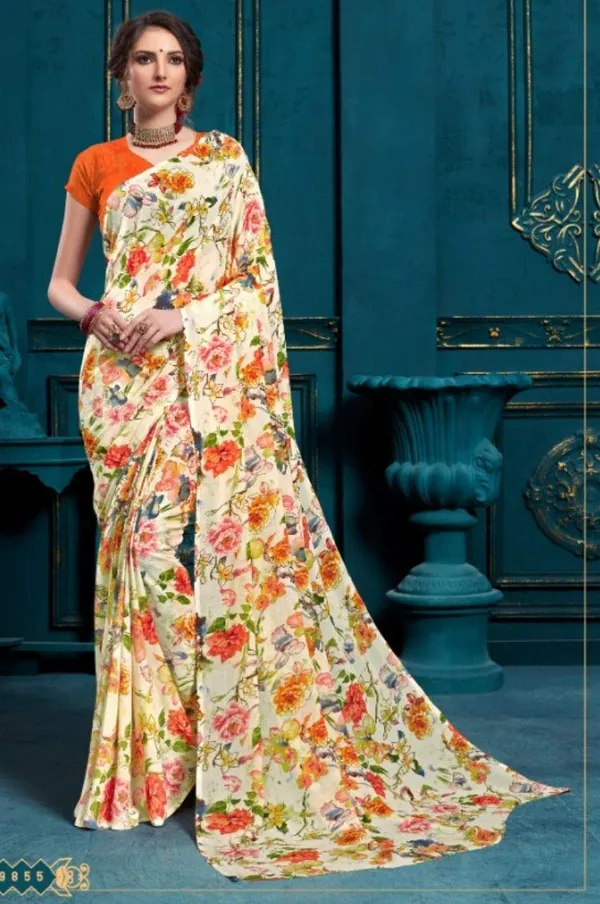 Off-White_Georgette_Floral_Print_Saree_For_Women