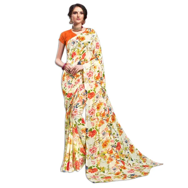 Off-White_Georgette_Floral_Print_Saree_For_Women
