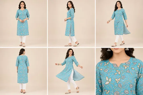 Blue_Cotton_Straight_Floral_Print_Kurti_For_Women