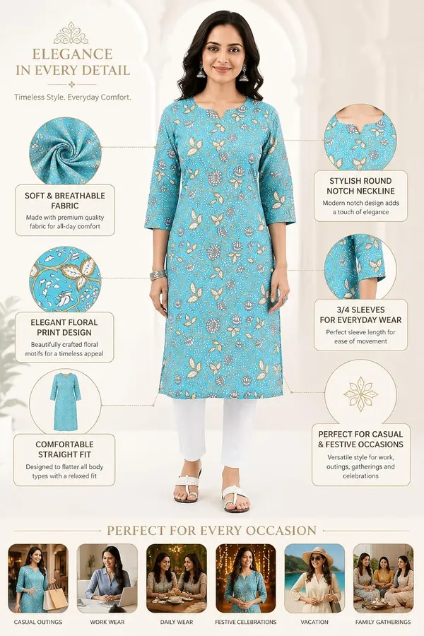 Blue_Cotton_Straight_Floral_Print_Kurti_For_Women