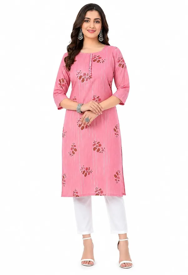 Dark_Blue_Cotton_Straight_Floral_Print_Kurti_For_Women