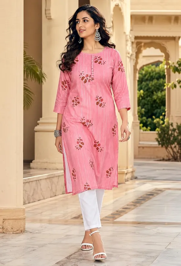 Dark_Blue_Cotton_Straight_Floral_Print_Kurti_For_Women