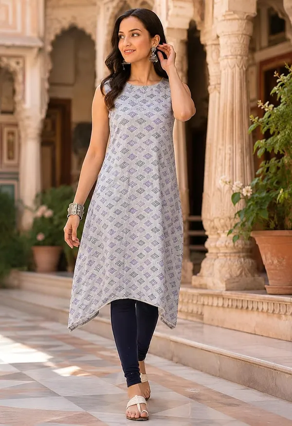 Grey_Cotton_A-Line_Kurti_For_Women