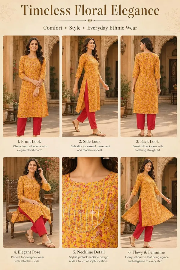 Mustard_Cotton_Floral_Printed_Straight_Kurta_For_Women