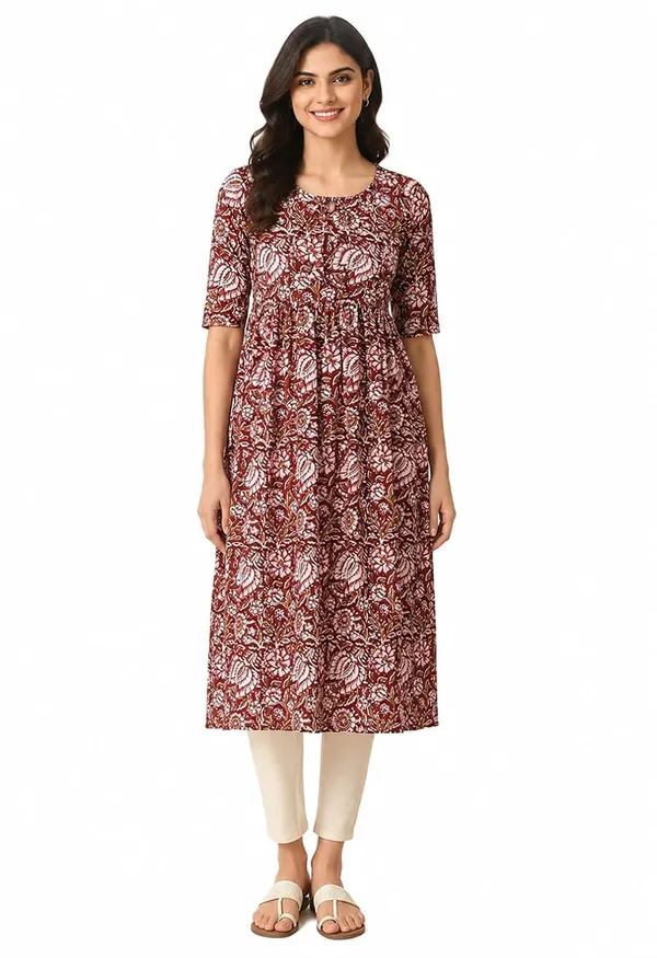 Maroon_Cotton_A-Line_Anarkali_Kurta_For_Women