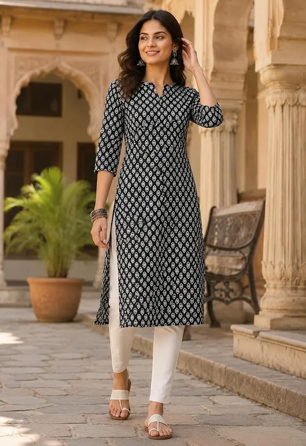 Black_Cotton_Straight_Kurta_For_Women