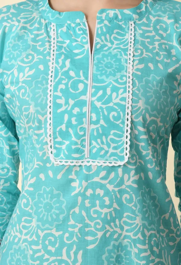 Teal_Cotton_Straight_Kurta_For_Women