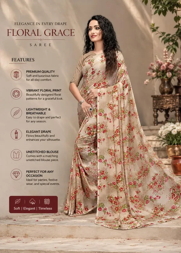 Light_Brown_Georgette_Floral_Print_Saree_For_Women