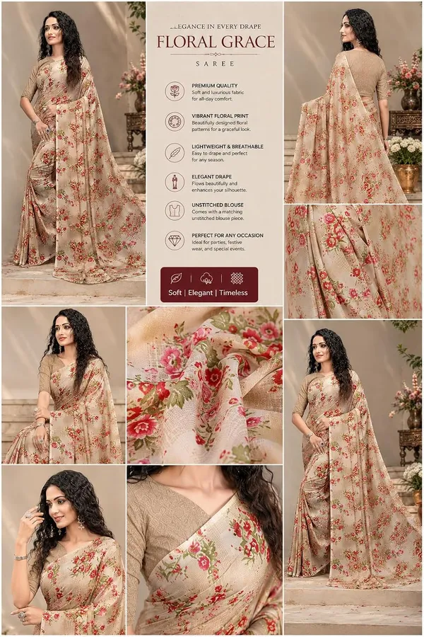 Light_Brown_Georgette_Floral_Print_Saree_For_Women