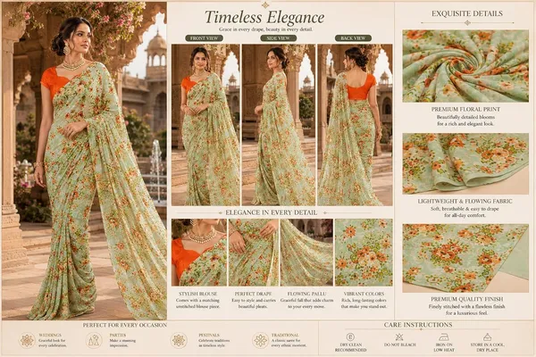 Pista_Georgette_Floral_Print_Saree_For_Women